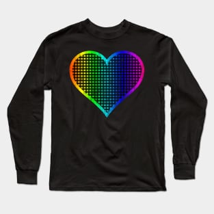 Distressed Rainbow and Black Gingham Heart Long Sleeve T-Shirt